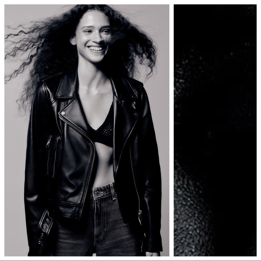 NWT. Zara Black Biker Leather Jacket. Size S.